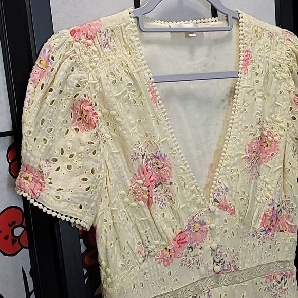 LoveShackFancy Bea Embroidered Eyelet Mini Dress Size 8 - Picture 6 of 11